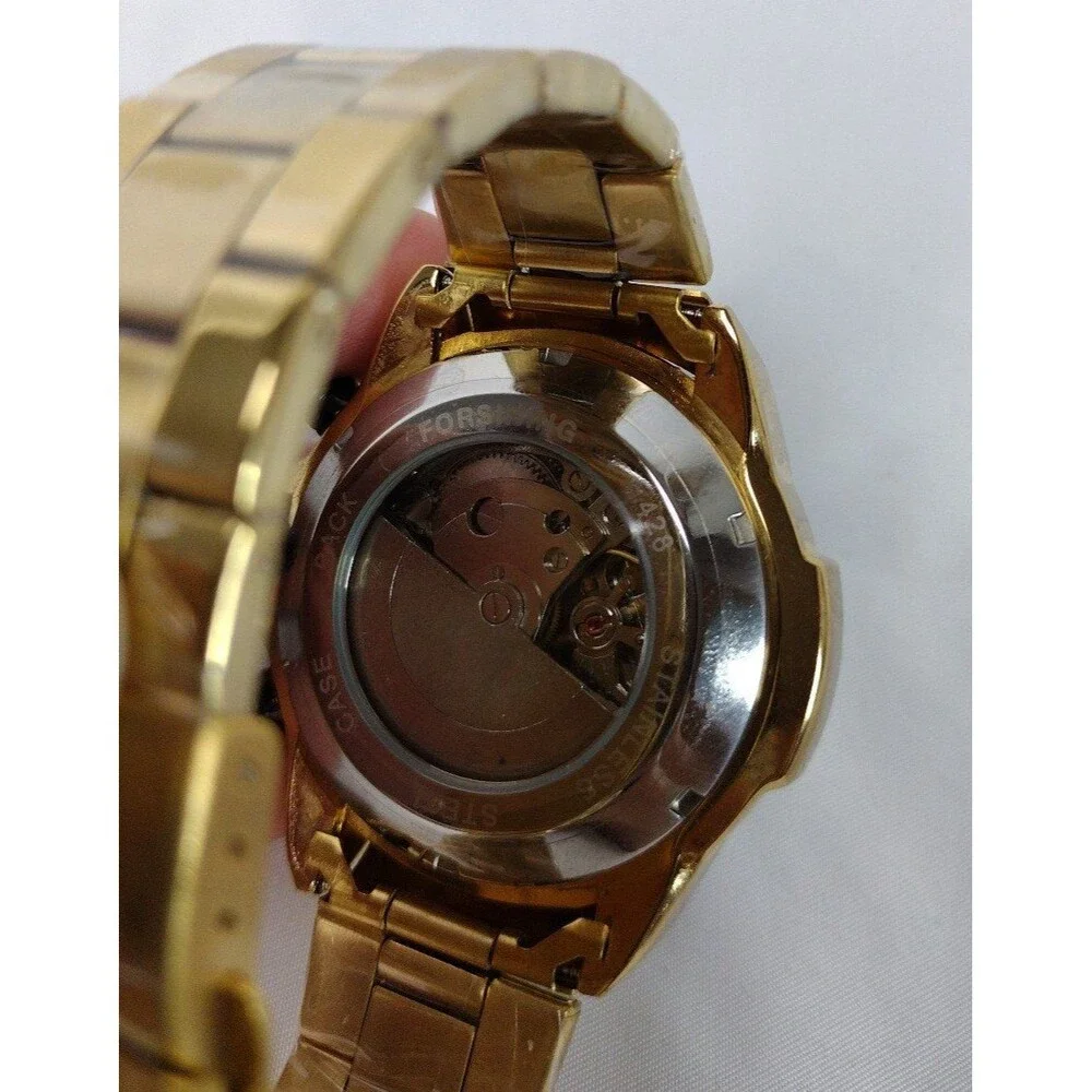 Men's Self Winding Chronograph Watch Gold Tone Gift W/Purchase